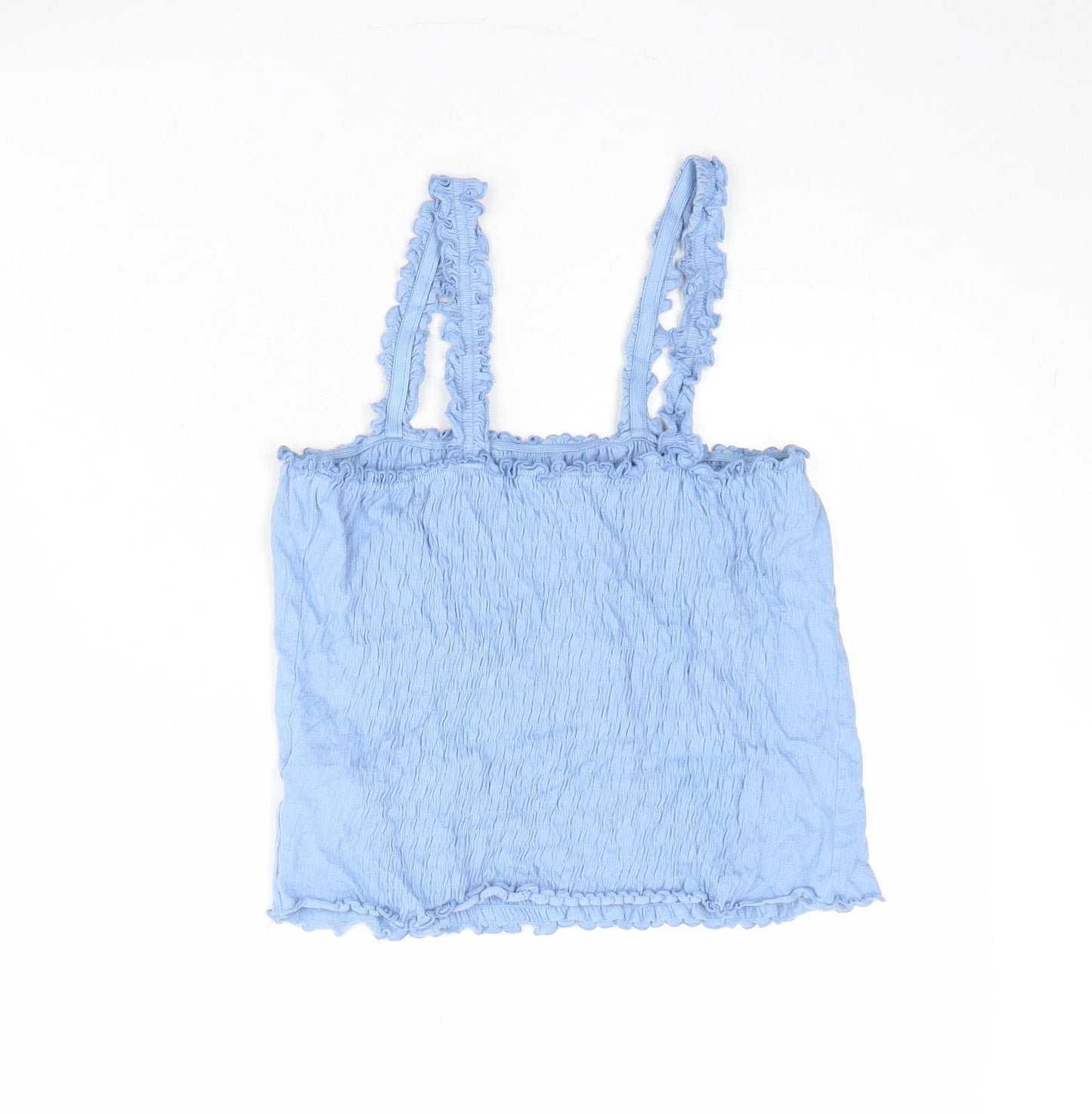 New Look Womens Blue Cotton Basic Tank Size 12 Square Neck - Textured