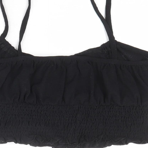 Topshop Womens Black Polyester Cropped Tank Size 10 Scoop Neck - Tie Front Detail