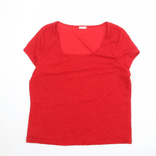 Planet Womens Red Polyester Basic T-Shirt Size XL Scoop Neck