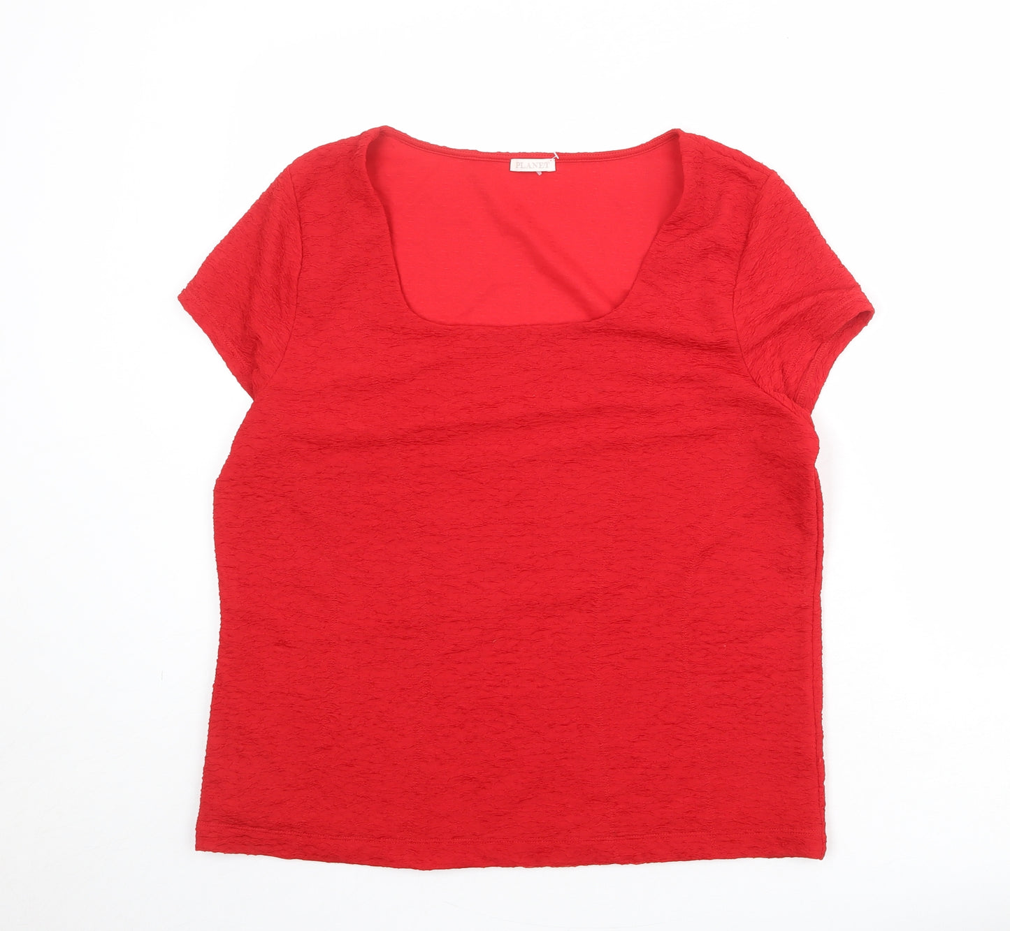 Planet Womens Red Polyester Basic T-Shirt Size XL Scoop Neck