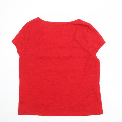 Planet Womens Red Polyester Basic T-Shirt Size XL Scoop Neck