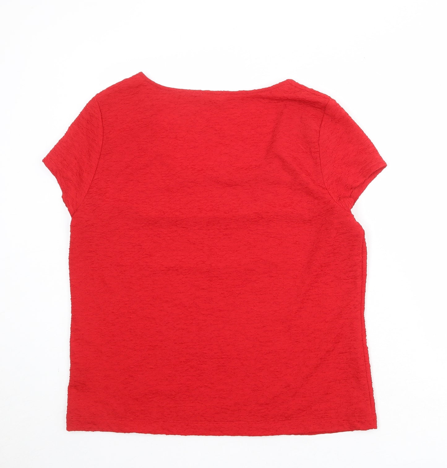 Planet Womens Red Polyester Basic T-Shirt Size XL Scoop Neck