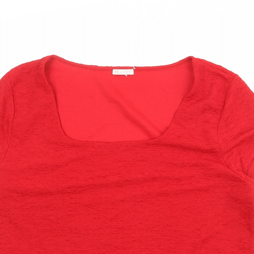 Planet Womens Red Polyester Basic T-Shirt Size XL Scoop Neck