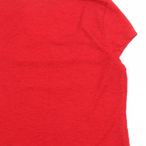 Planet Womens Red Polyester Basic T-Shirt Size XL Scoop Neck