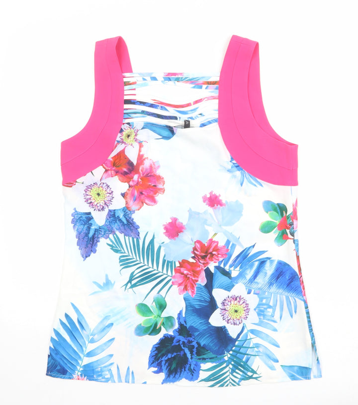 Julien Macdonald Womens Multicoloured Floral Polyester Basic Tank Size 12 Square Neck