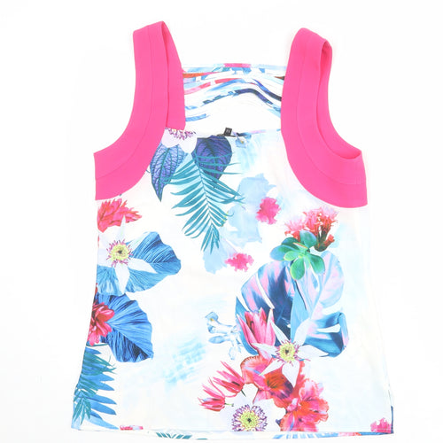 Julien Macdonald Womens Multicoloured Floral Polyester Basic Tank Size 12 Square Neck
