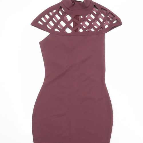 In the Style Womens Purple Polyester Bodycon Size 10 Round Neck Zip