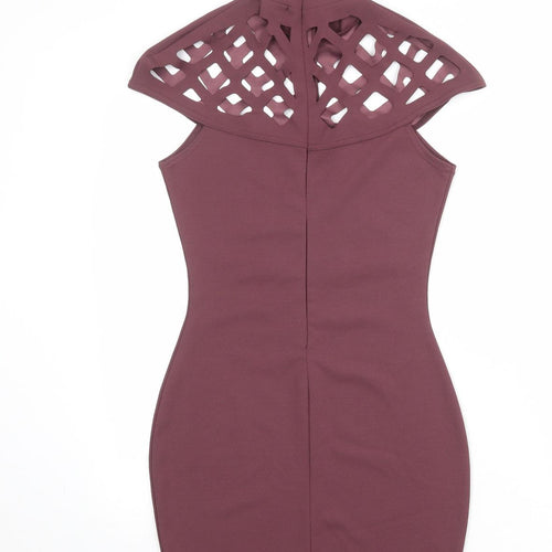 In the Style Womens Purple Polyester Bodycon Size 10 Round Neck Zip