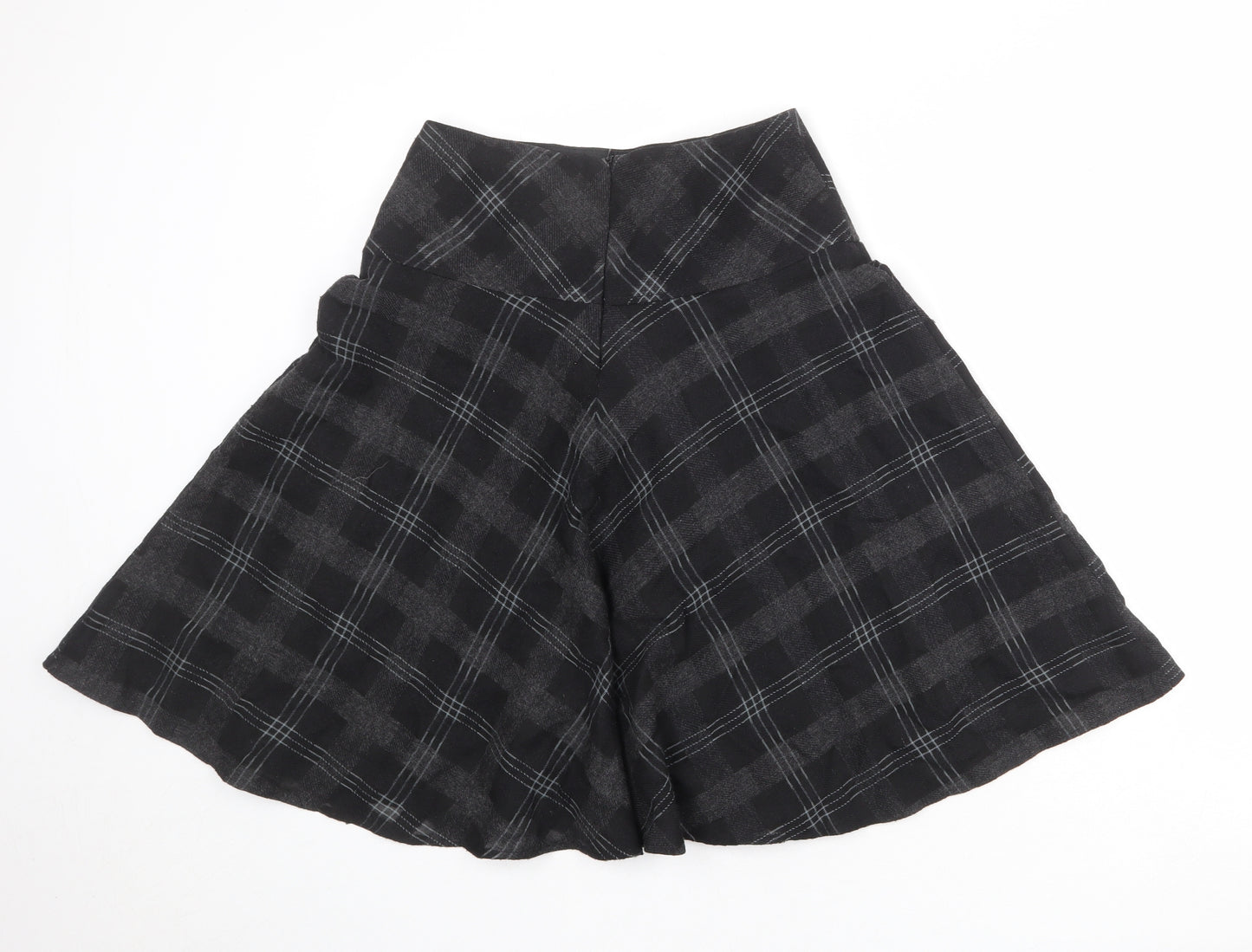 Marks and Spencer Womens Multicoloured Plaid Polyester Swing Skirt Size 8 Zip