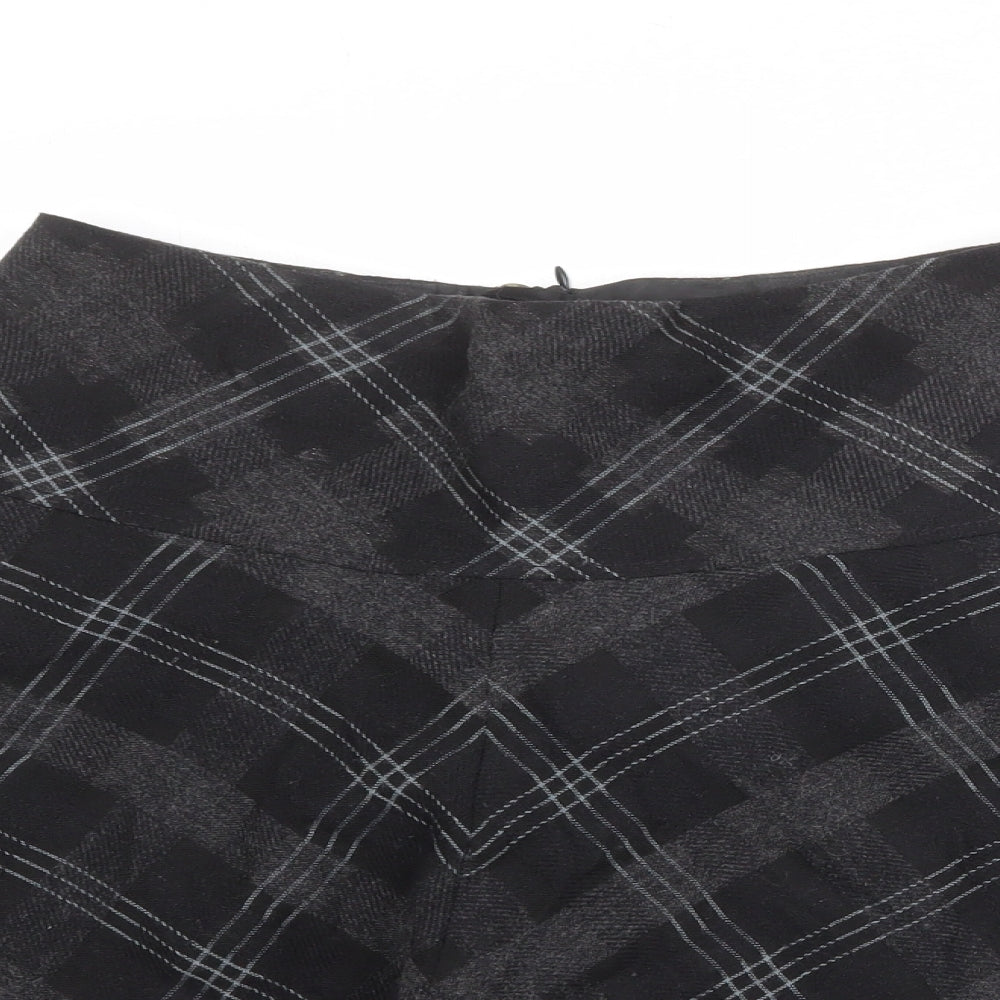 Marks and Spencer Womens Multicoloured Plaid Polyester Swing Skirt Size 8 Zip