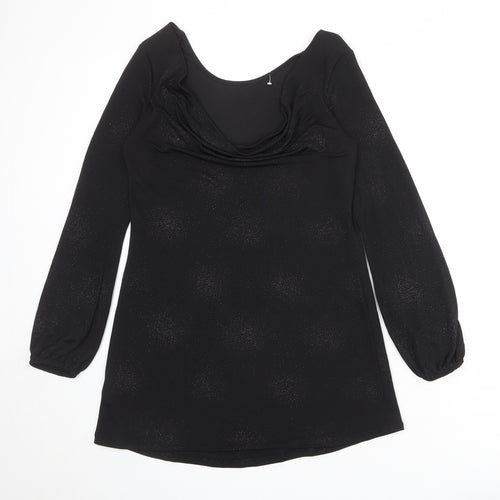 Dorothy Perkins Womens Black Geometric Polyester A-Line Size L Cowl Neck Pullover