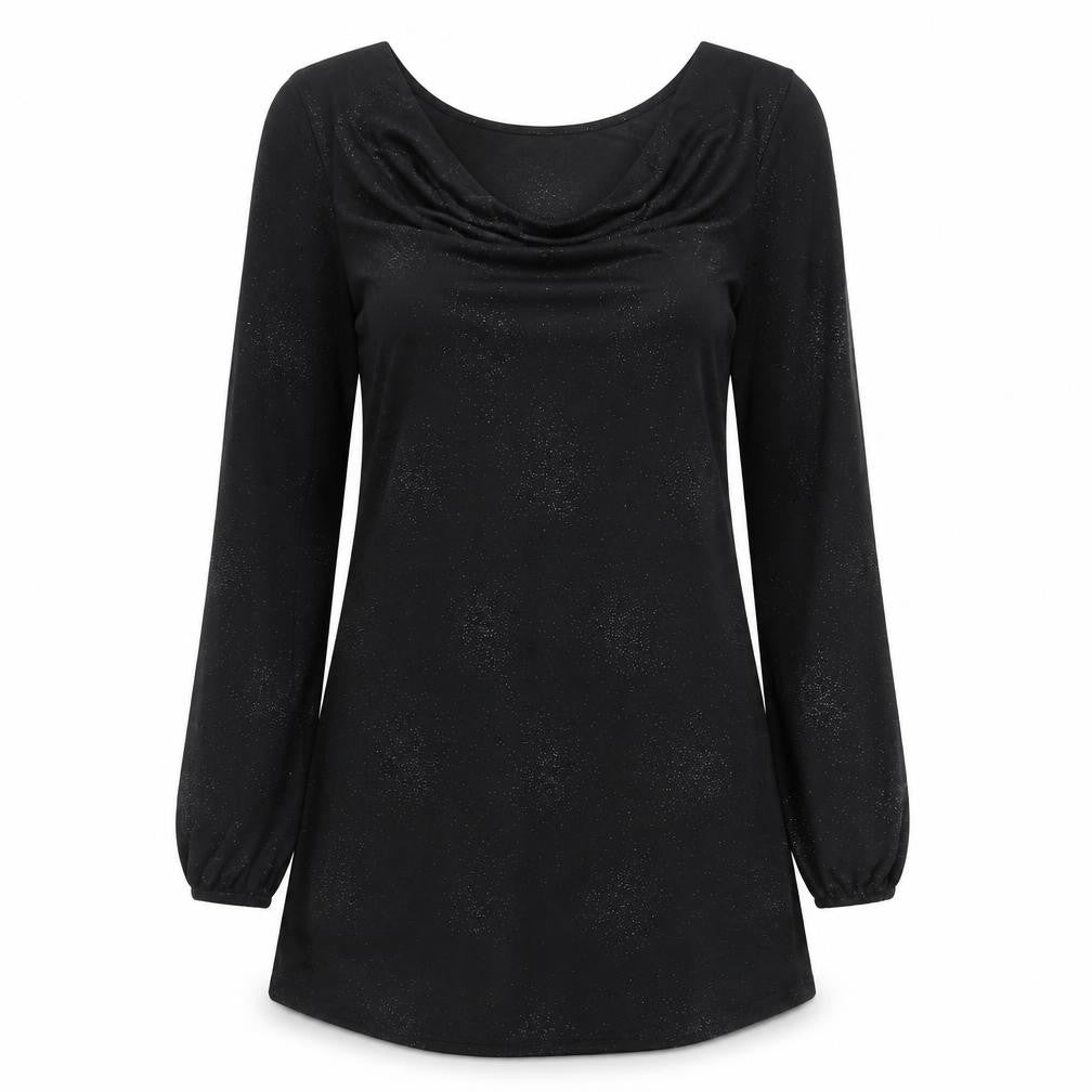 Front view of Dorothy Perkins women’s black geometric polyester a-line, size L, cowl neck pullover