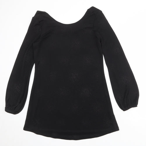 Dorothy Perkins Womens Black Geometric Polyester A-Line Size L Cowl Neck Pullover