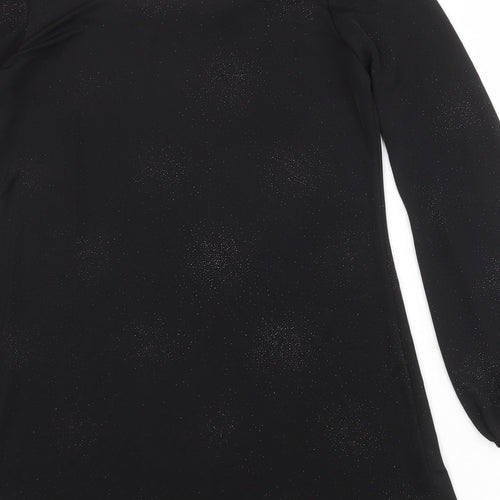 Dorothy Perkins Womens Black Geometric Polyester A-Line Size L Cowl Neck Pullover