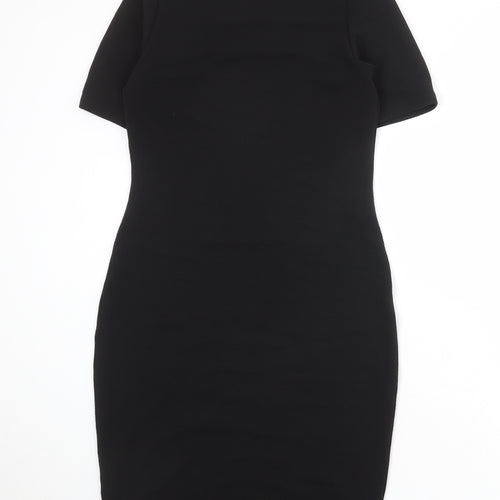 Dorothy Perkins Womens Black Polyester Sheath Size 12 Boat Neck Pullover