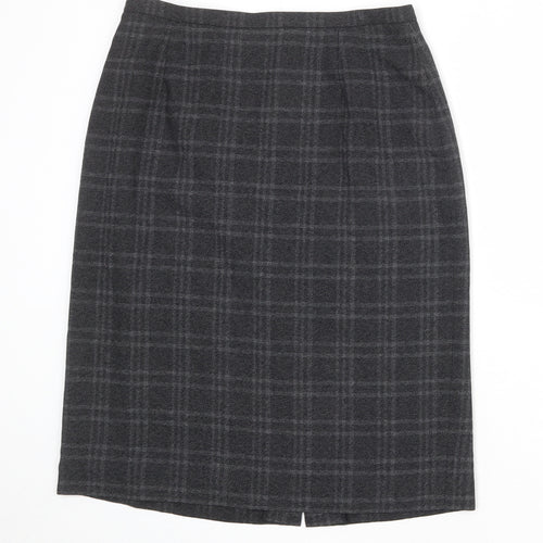 Planet Womens Grey Plaid Polyester A-Line Skirt Size 12 Zip