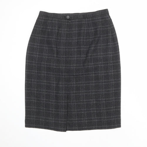 Planet Womens Grey Plaid Polyester A-Line Skirt Size 12 Zip