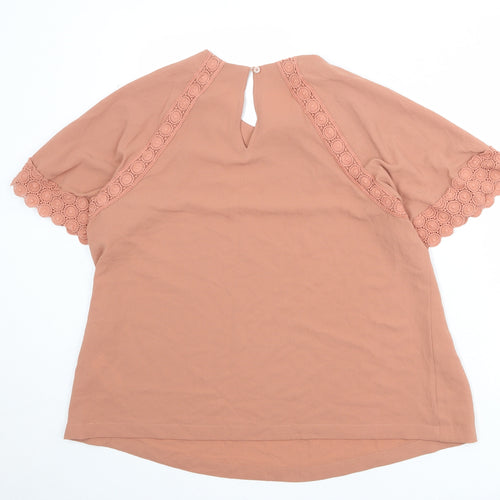 Marks and Spencer Womens Pink Polyester Basic T-Shirt Size 16 Round Neck