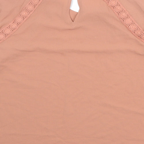 Marks and Spencer Womens Pink Polyester Basic T-Shirt Size 16 Round Neck