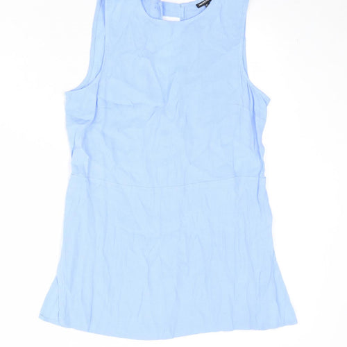 Warehouse Womens Blue Viscose Basic Tank Size 8 Round Neck