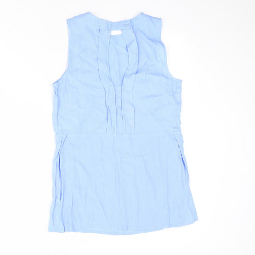 Warehouse Womens Blue Viscose Basic Tank Size 8 Round Neck