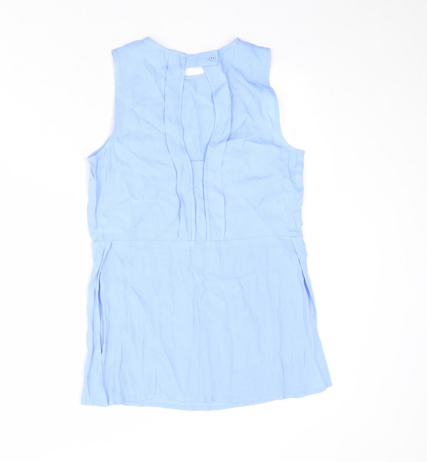 Warehouse Womens Blue Viscose Basic Tank Size 8 Round Neck
