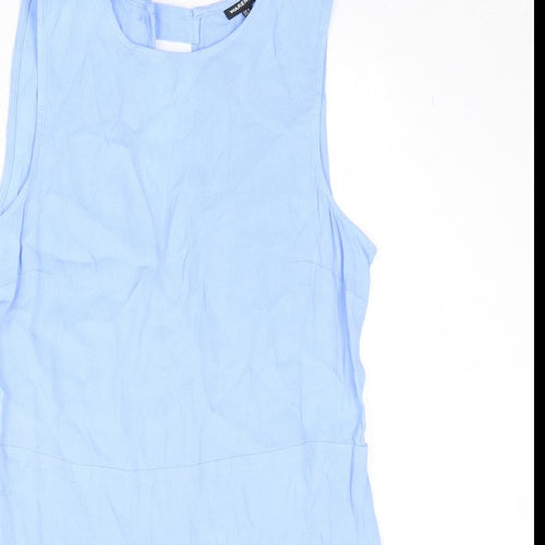 Warehouse Womens Blue Viscose Basic Tank Size 8 Round Neck