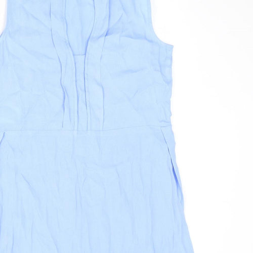 Warehouse Womens Blue Viscose Basic Tank Size 8 Round Neck