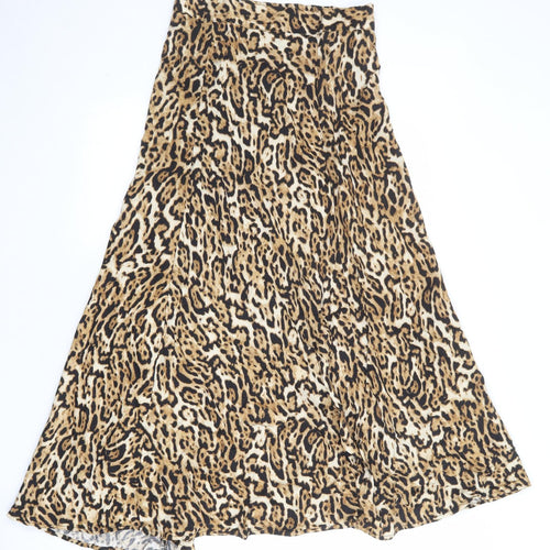 Seed Womens Multicoloured Animal Print Viscose Swing Skirt Size 8 Zip - Leopard pattern