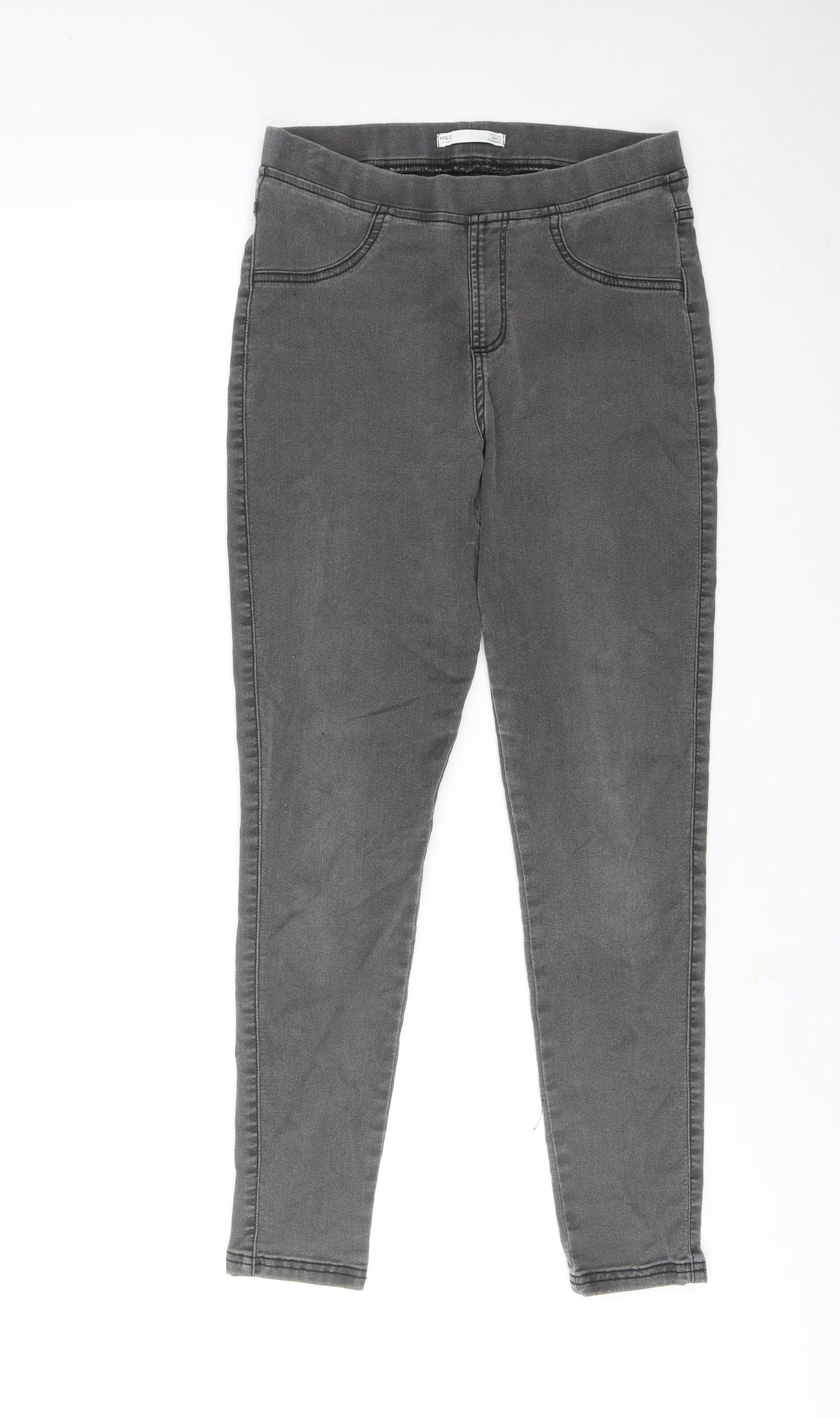 Marks and Spencer Girls Grey Cotton Jegging Jeans Size 14-15 Years Regular Pullover
