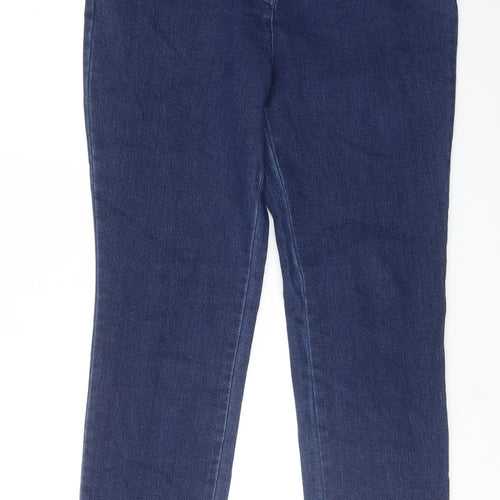 Tulchan Womens Blue Cotton Straight Jeans Size 16 Regular Zip