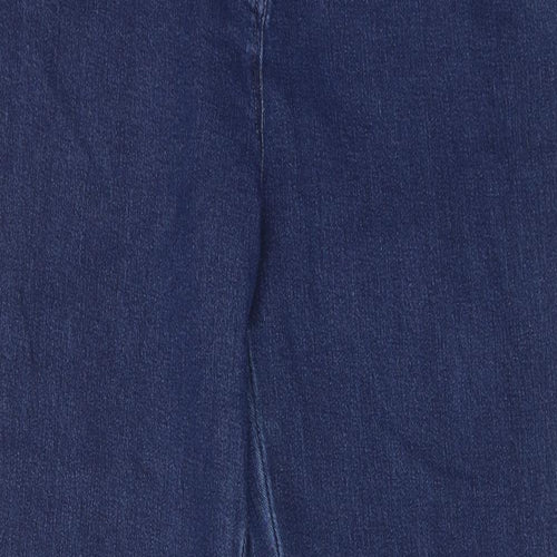 Tulchan Womens Blue Cotton Straight Jeans Size 16 Regular Zip