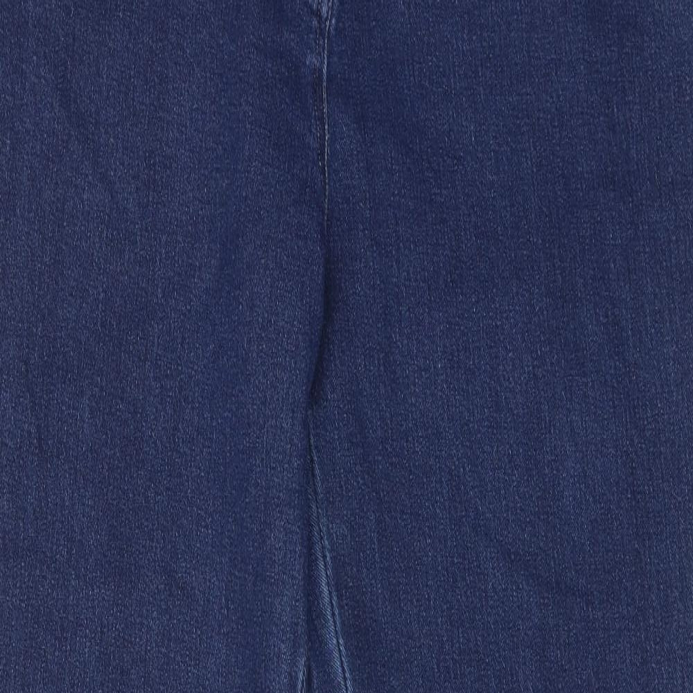 Tulchan Womens Blue Cotton Straight Jeans Size 16 Regular Zip