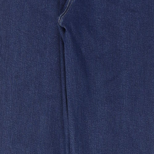 Tulchan Womens Blue Cotton Straight Jeans Size 16 Regular Zip