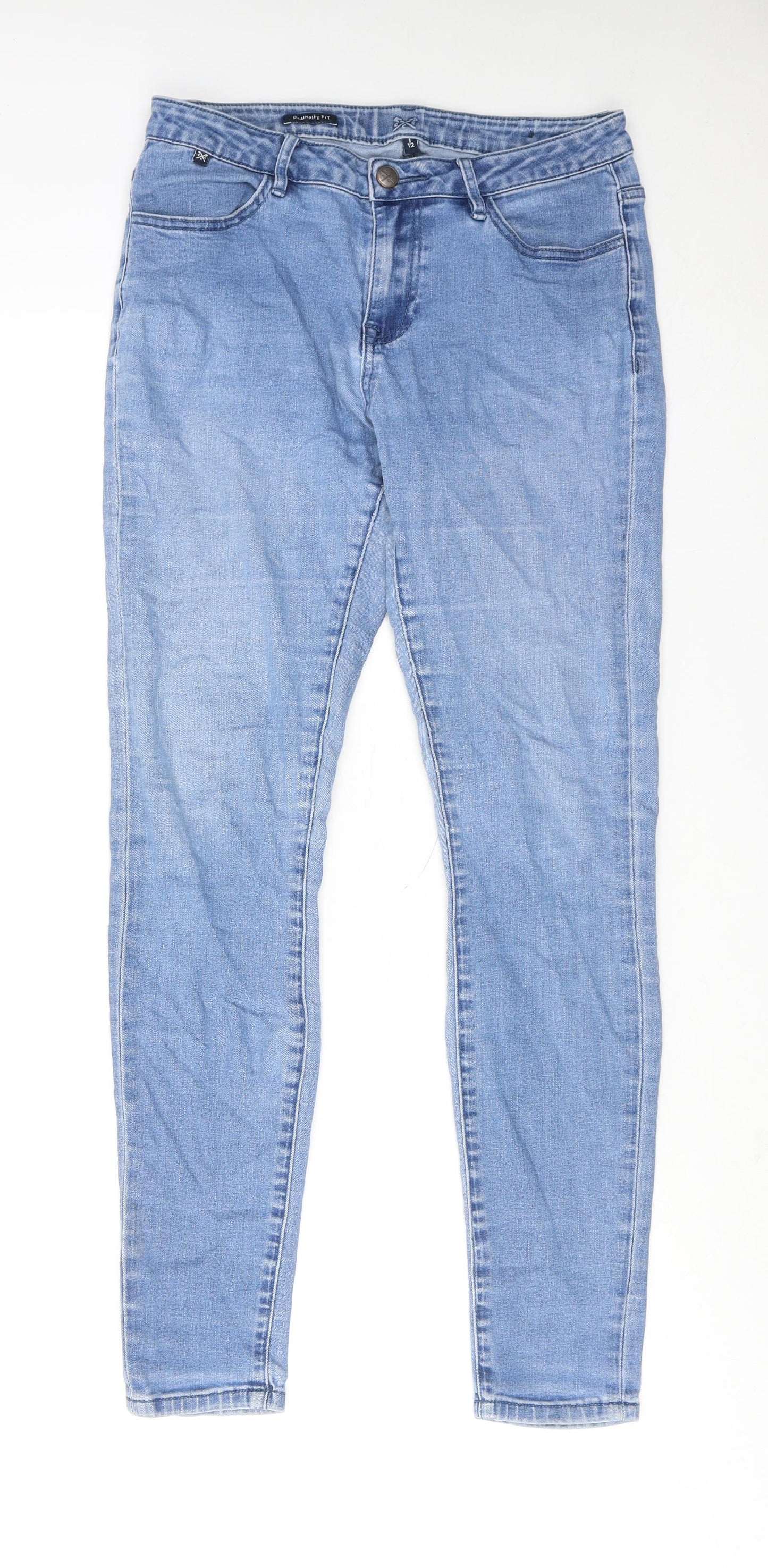 Crew Clothing Womens Blue Cotton Skinny Jeans Size 12 Regular Zip