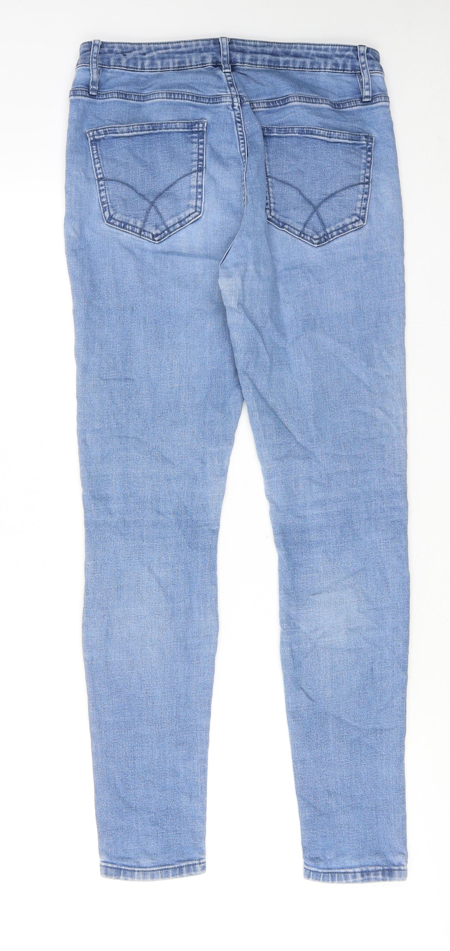 Crew Clothing Womens Blue Cotton Skinny Jeans Size 12 Regular Zip