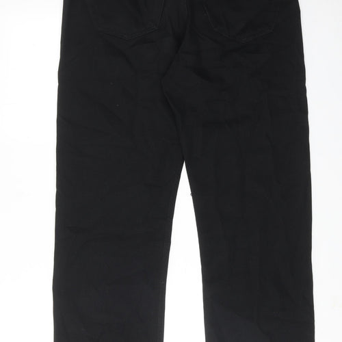 Autograph Mens Black Cotton Trousers Size 34 in L31 in Regular Zip