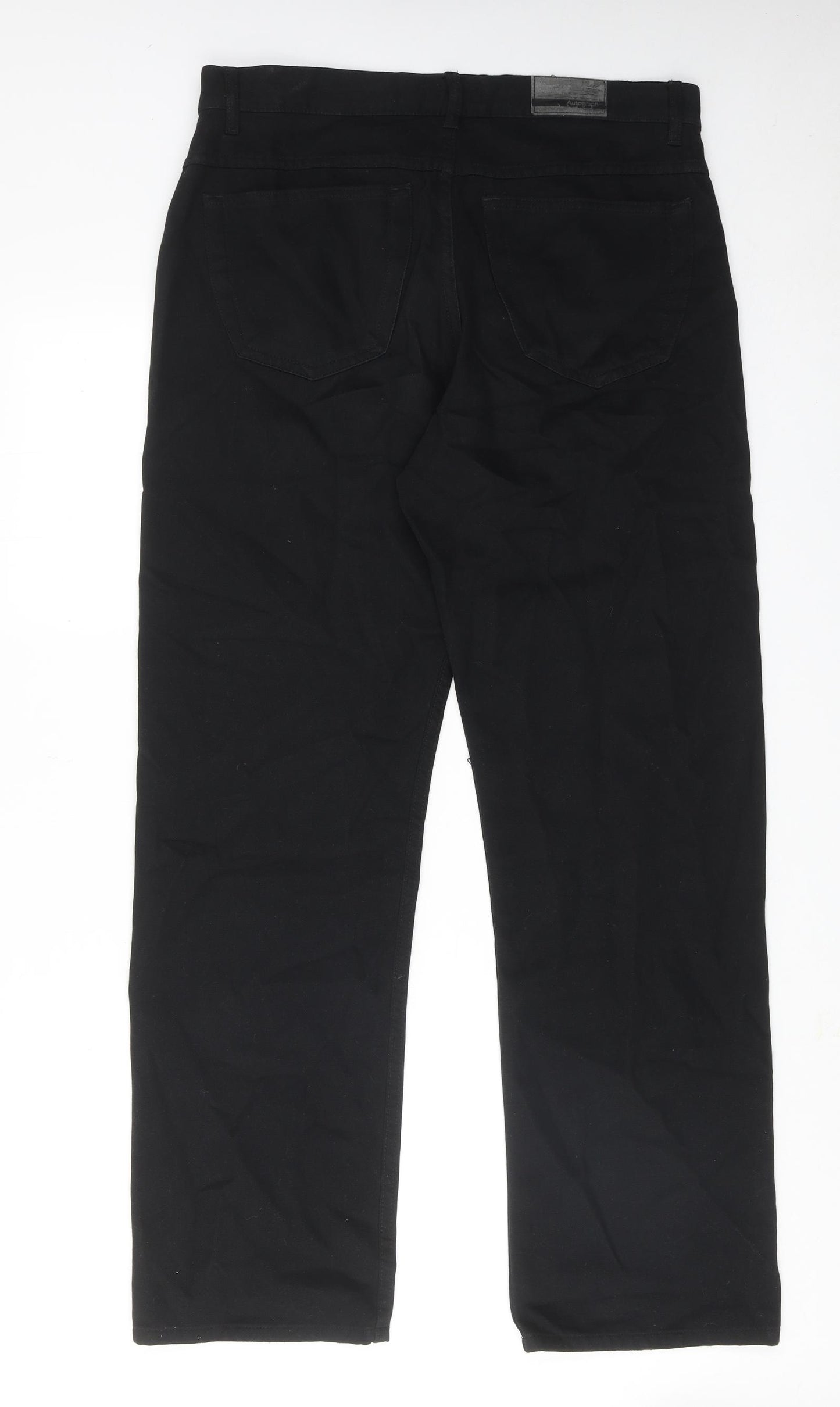 Autograph Mens Black Cotton Trousers Size 34 in L31 in Regular Zip