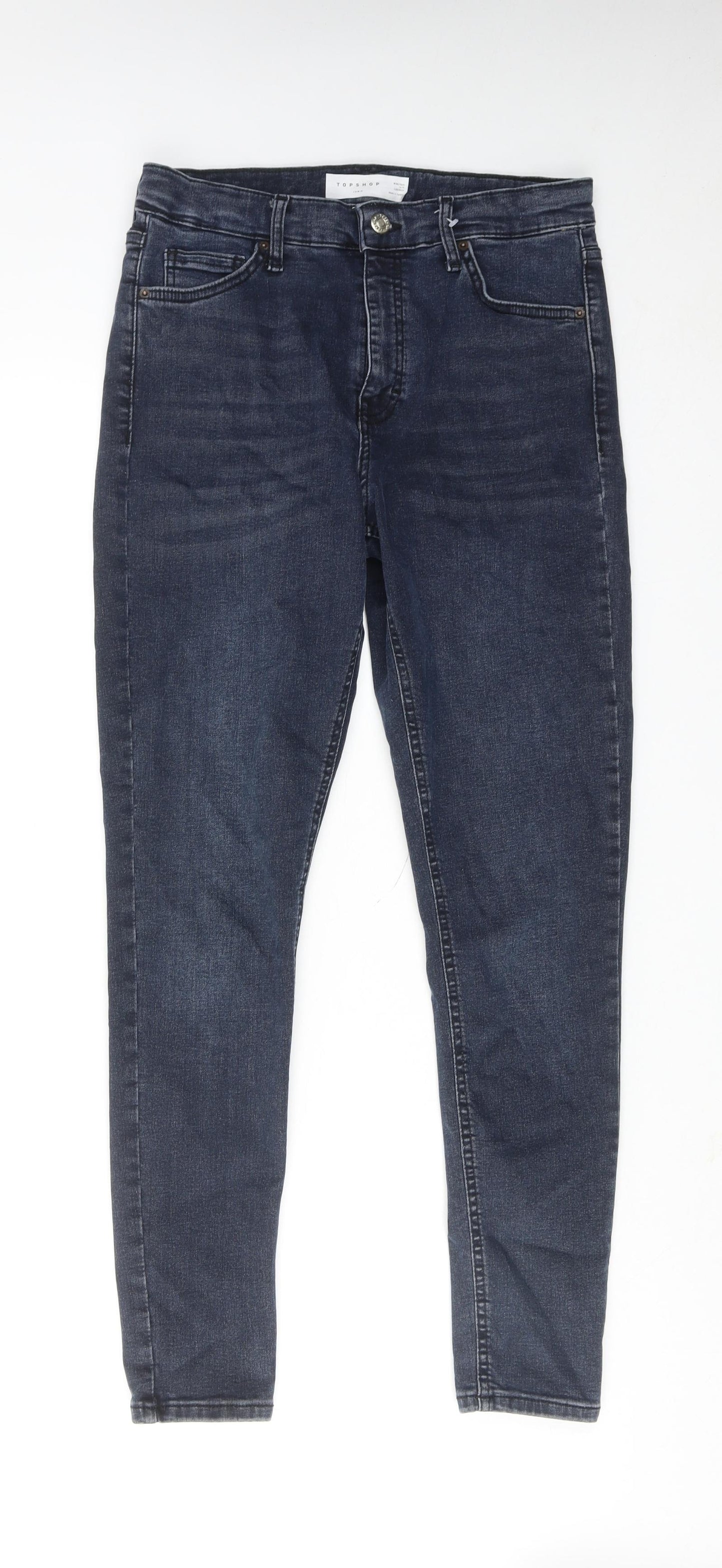 Topshop Womens Blue Cotton Skinny Jeans Size 30 in L32 in Regular Zip