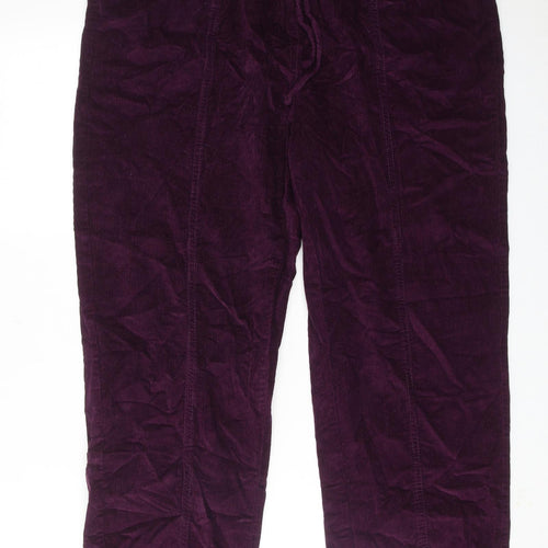 EWM Womens Purple Cotton Jogger Trousers Size 34 in Regular Drawstring