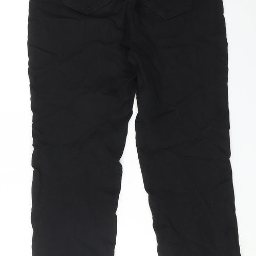 NEXT Womens Black Cotton Straight Jeans Size 14 Slim Zip