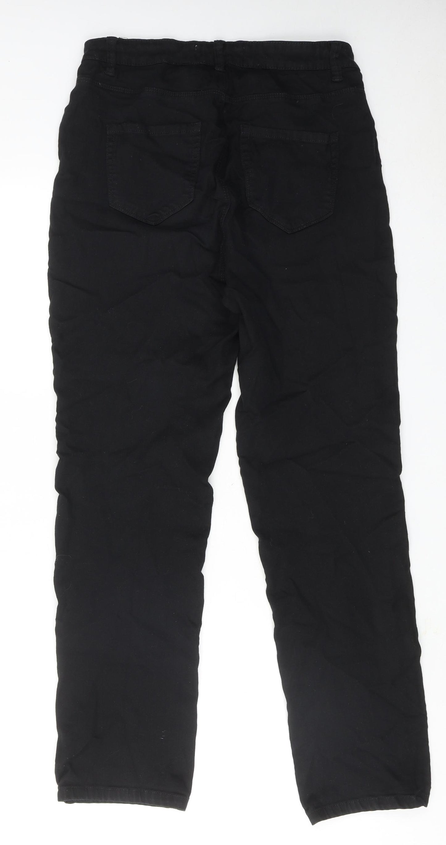 NEXT Womens Black Cotton Straight Jeans Size 14 Slim Zip