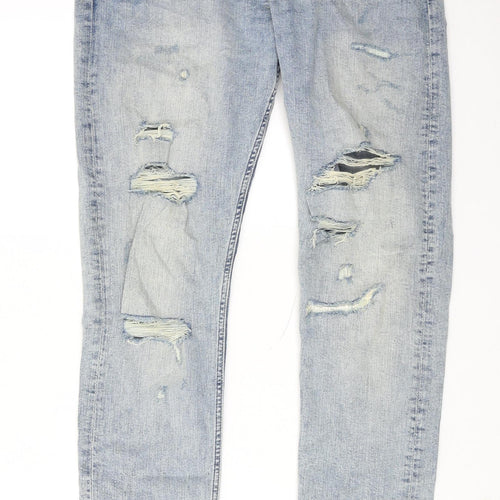 H&M Mens Blue Cotton Skinny Jeans Size 34 in Regular Zip