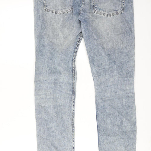 H&M Mens Blue Cotton Skinny Jeans Size 34 in Regular Zip