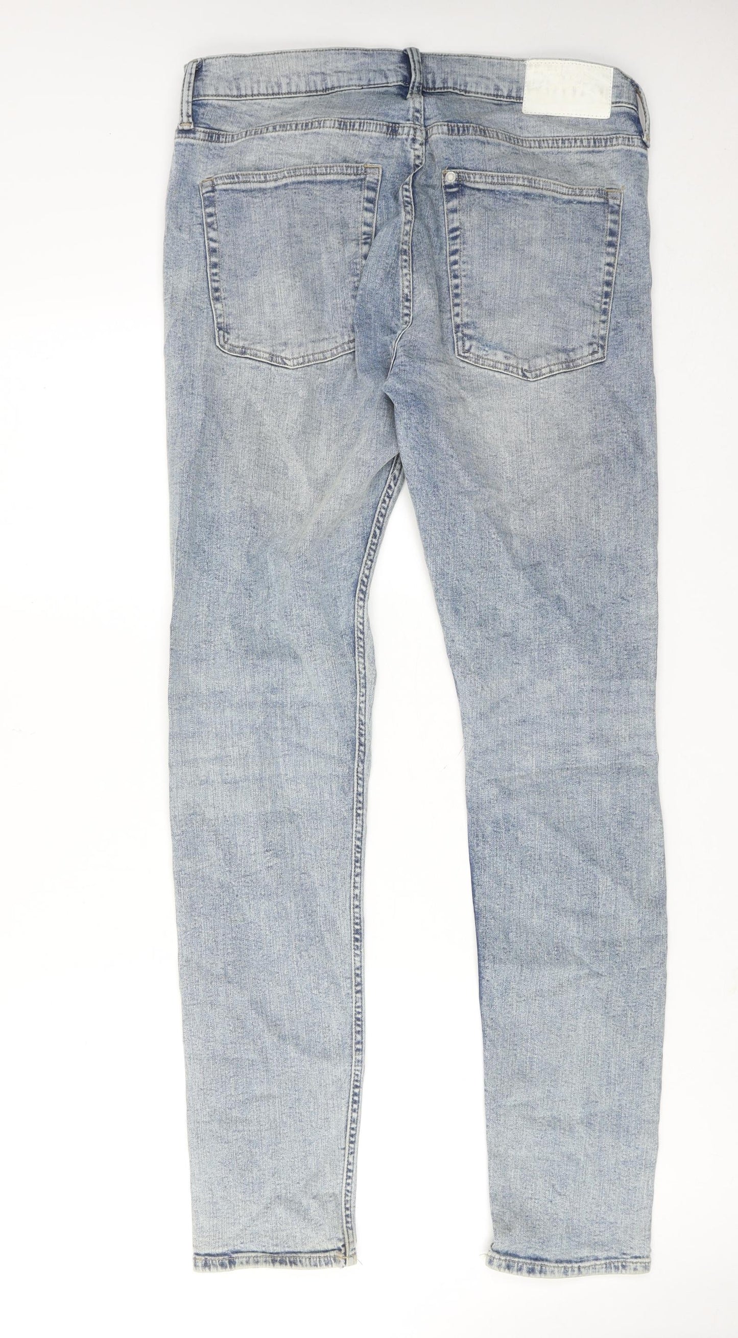 H&M Mens Blue Cotton Skinny Jeans Size 34 in Regular Zip