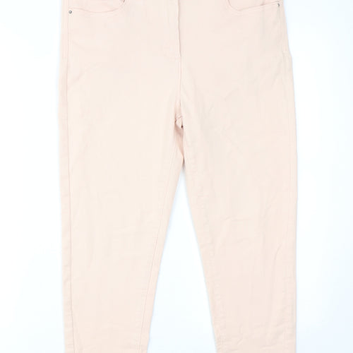 Marks and Spencer Womens Pink Cotton Tapered Jeans Size 30 in Regular Zip