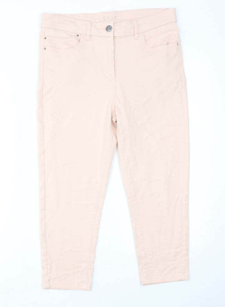 Marks and Spencer Womens Pink Cotton Tapered Jeans Size 30 in Regular Zip