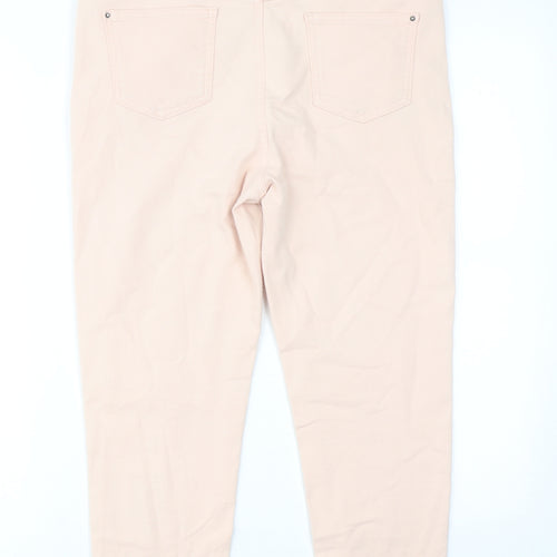 Marks and Spencer Womens Pink Cotton Tapered Jeans Size 30 in Regular Zip