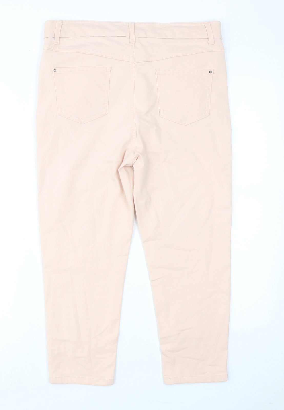 Marks and Spencer Womens Pink Cotton Tapered Jeans Size 30 in Regular Zip