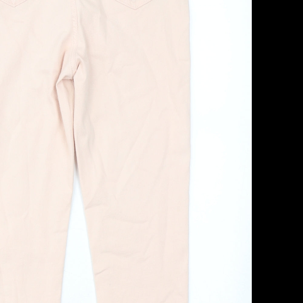 Marks and Spencer Womens Pink Cotton Tapered Jeans Size 30 in Regular Zip